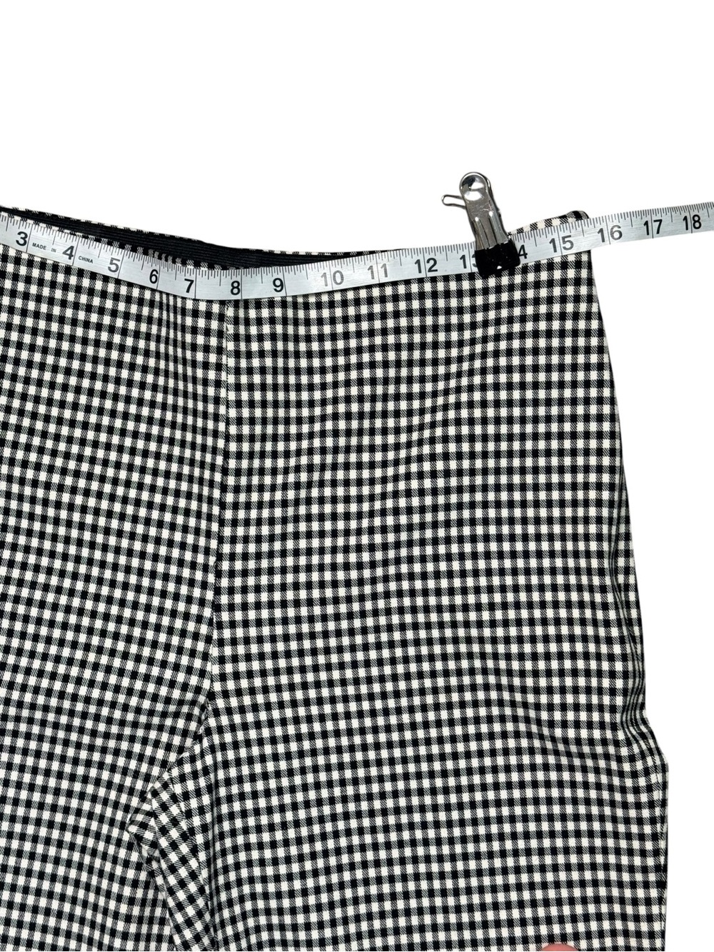 H&M Black White Gingham Pull On Ankle Pants Stretch Size 12 - Picture 10 of 13
